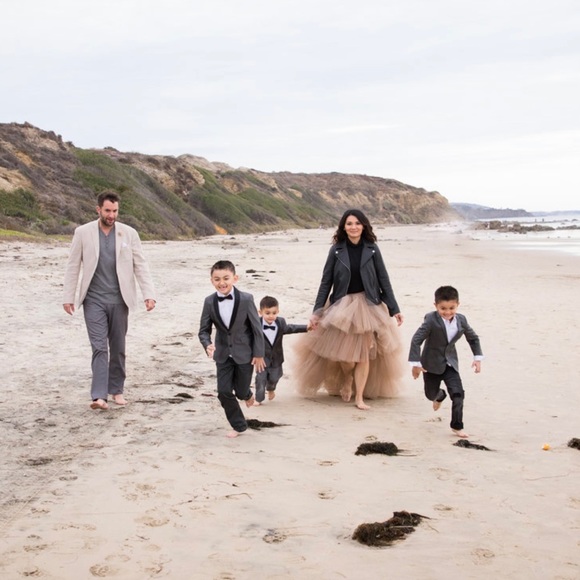 Custom made high low tiered tulle skirt taupe - Picture 3 of 7